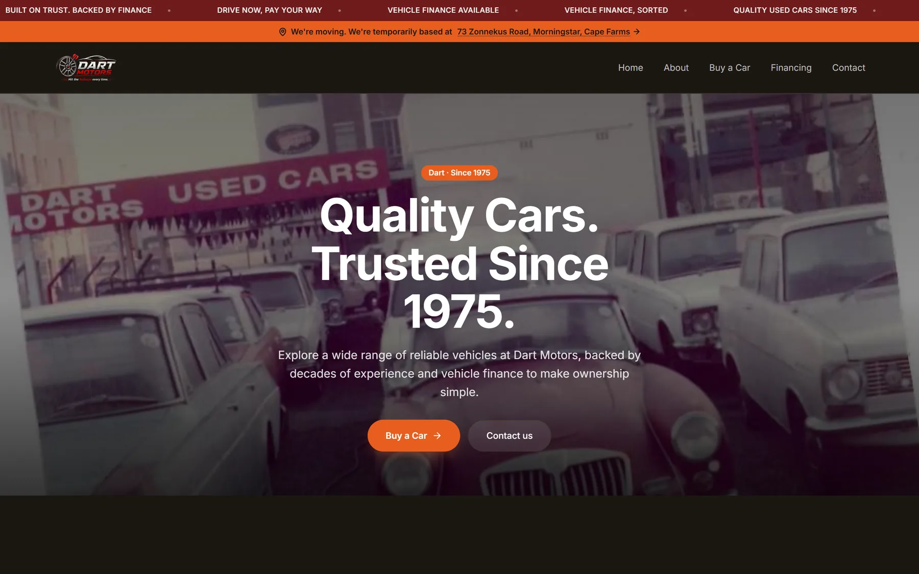 The Dart Motors website on a laptop