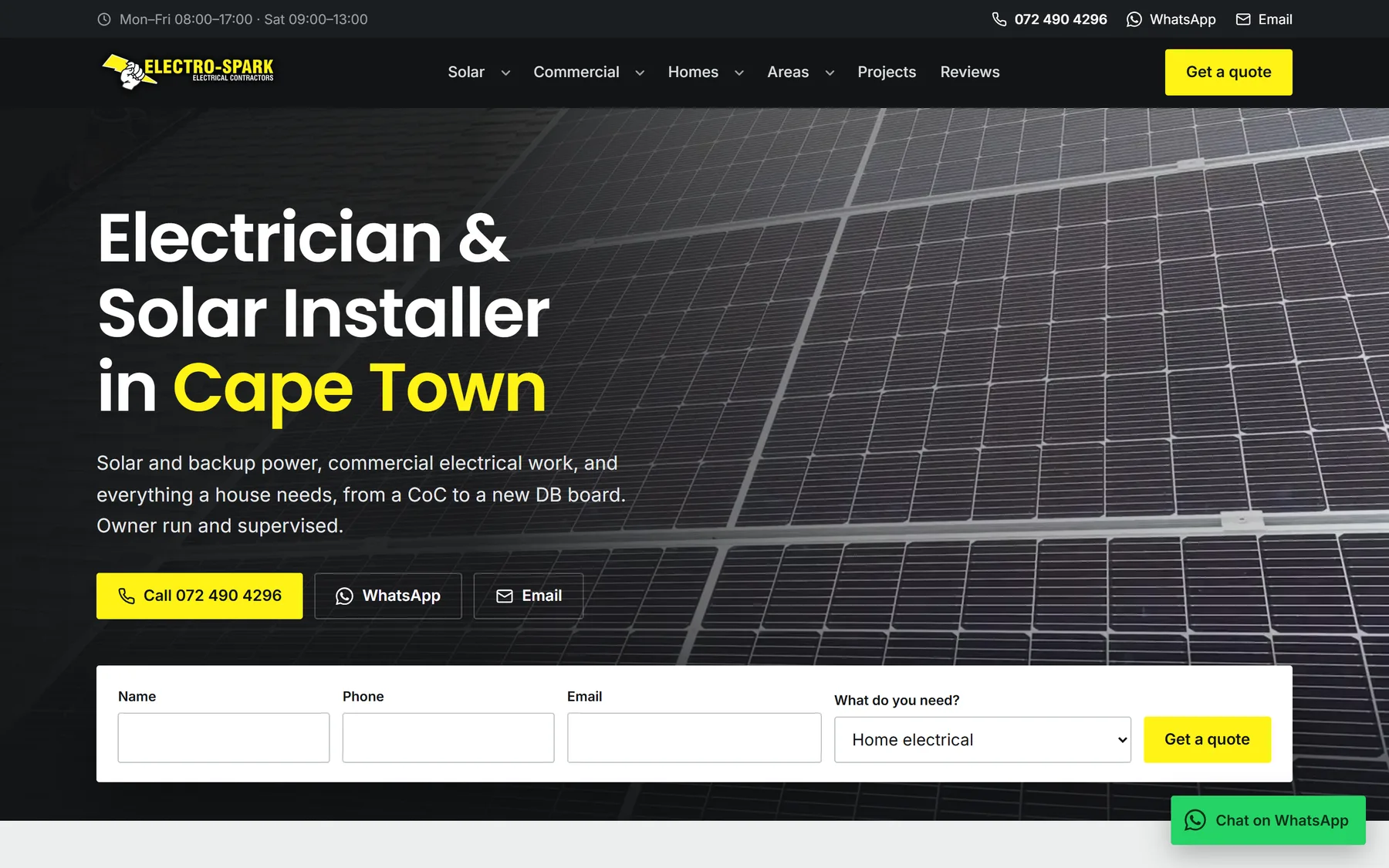 The Electro-Spark website on a laptop