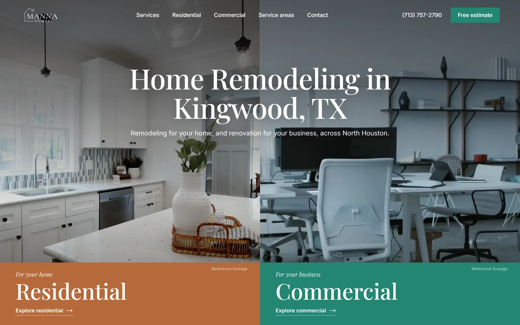 The Manna Homes website on a laptop