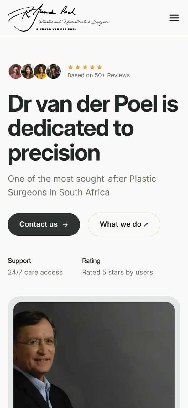 The Dr van der Poel website on a phone