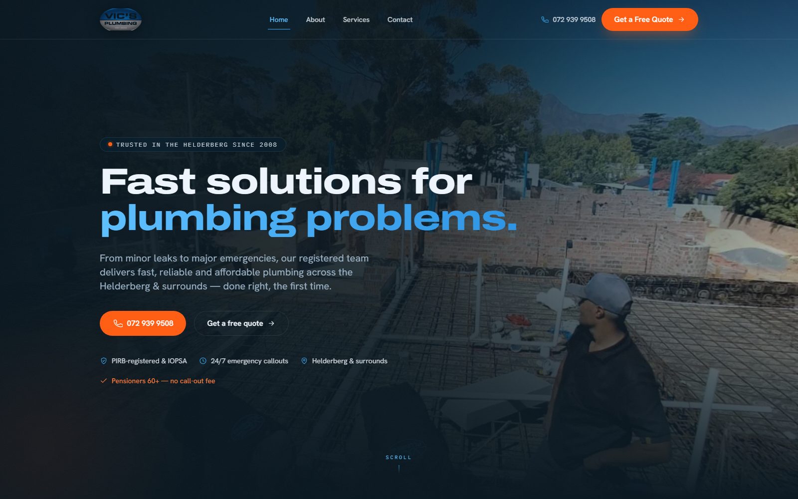 Vics Plumbing website built by Social Agencies