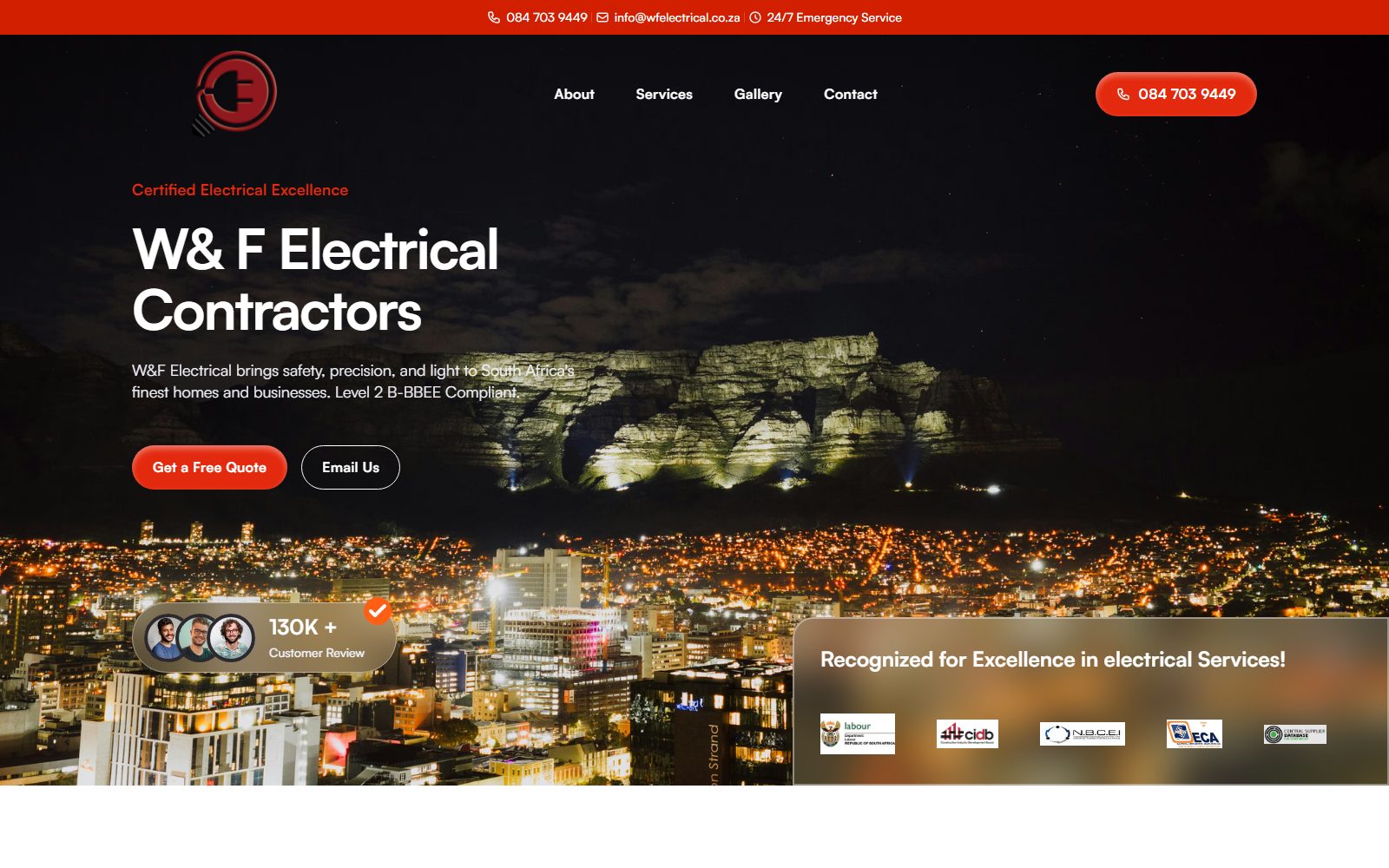 W&F Electrical website built by Social Agencies